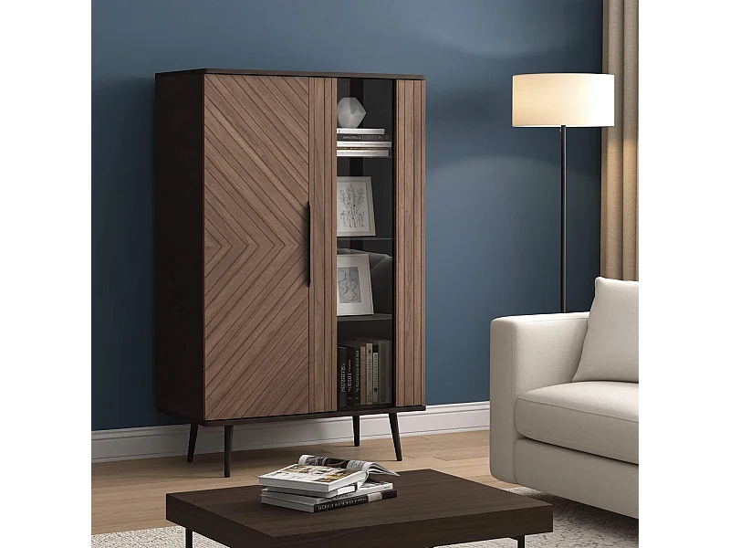 Vitrine Pinelli 90 cm - fischgrät fronten & glas