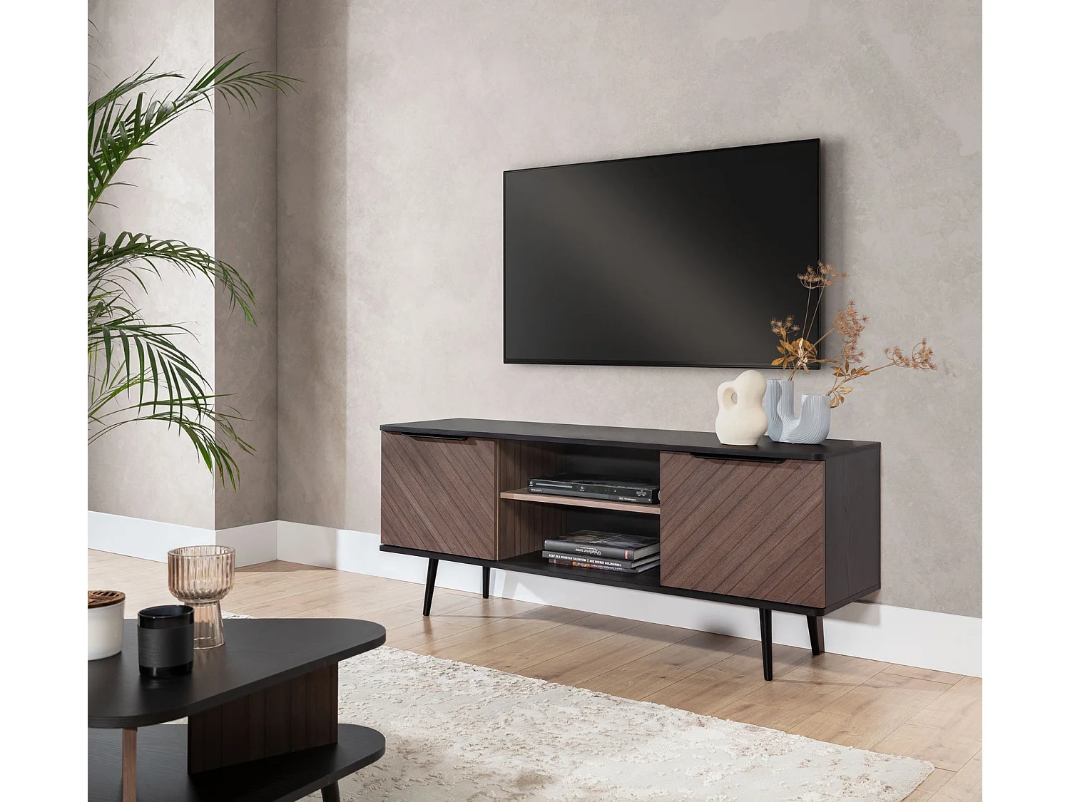 Meuble TV Pinelli 150 cm - portes chevrons captain deck