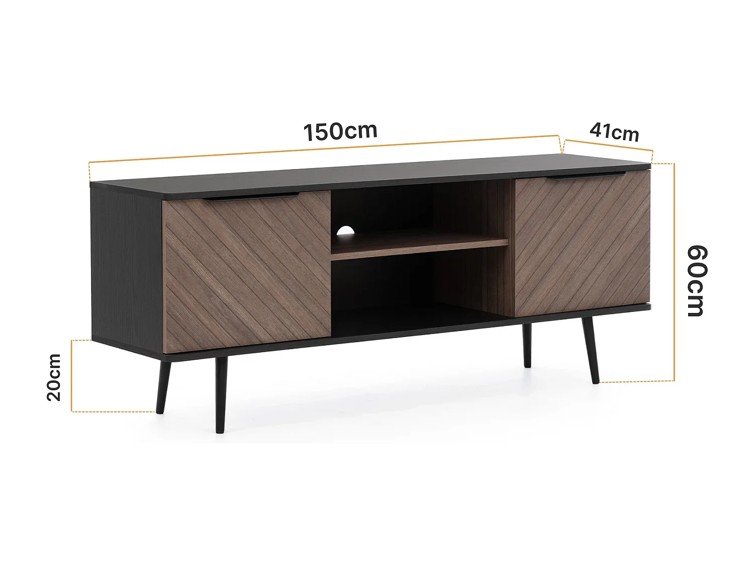 Meuble TV Pinelli 150 cm - portes chevrons captain deck