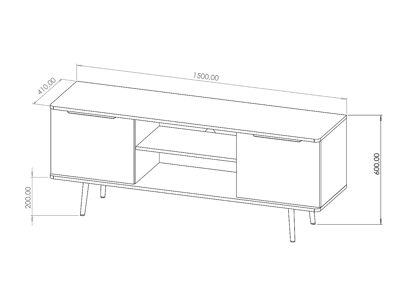 Meuble TV Pinelli 150 cm - portes chevrons captain deck