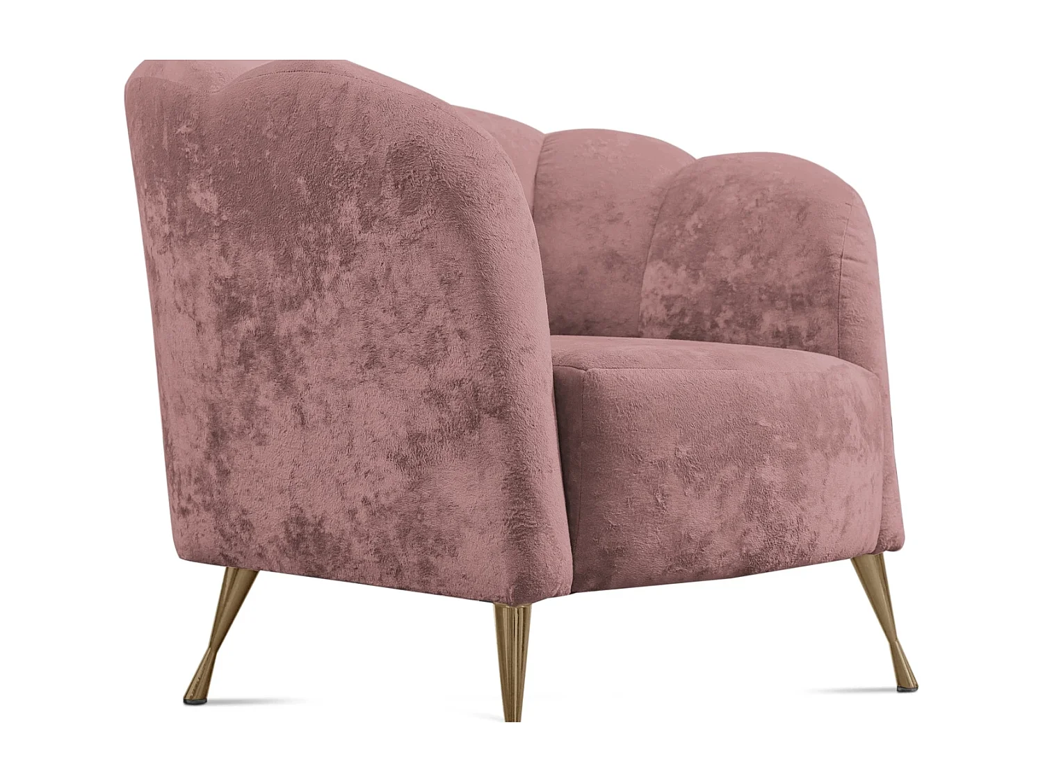 Ensemble salon 2+1 Adria - velours vieux rose pieds dorés