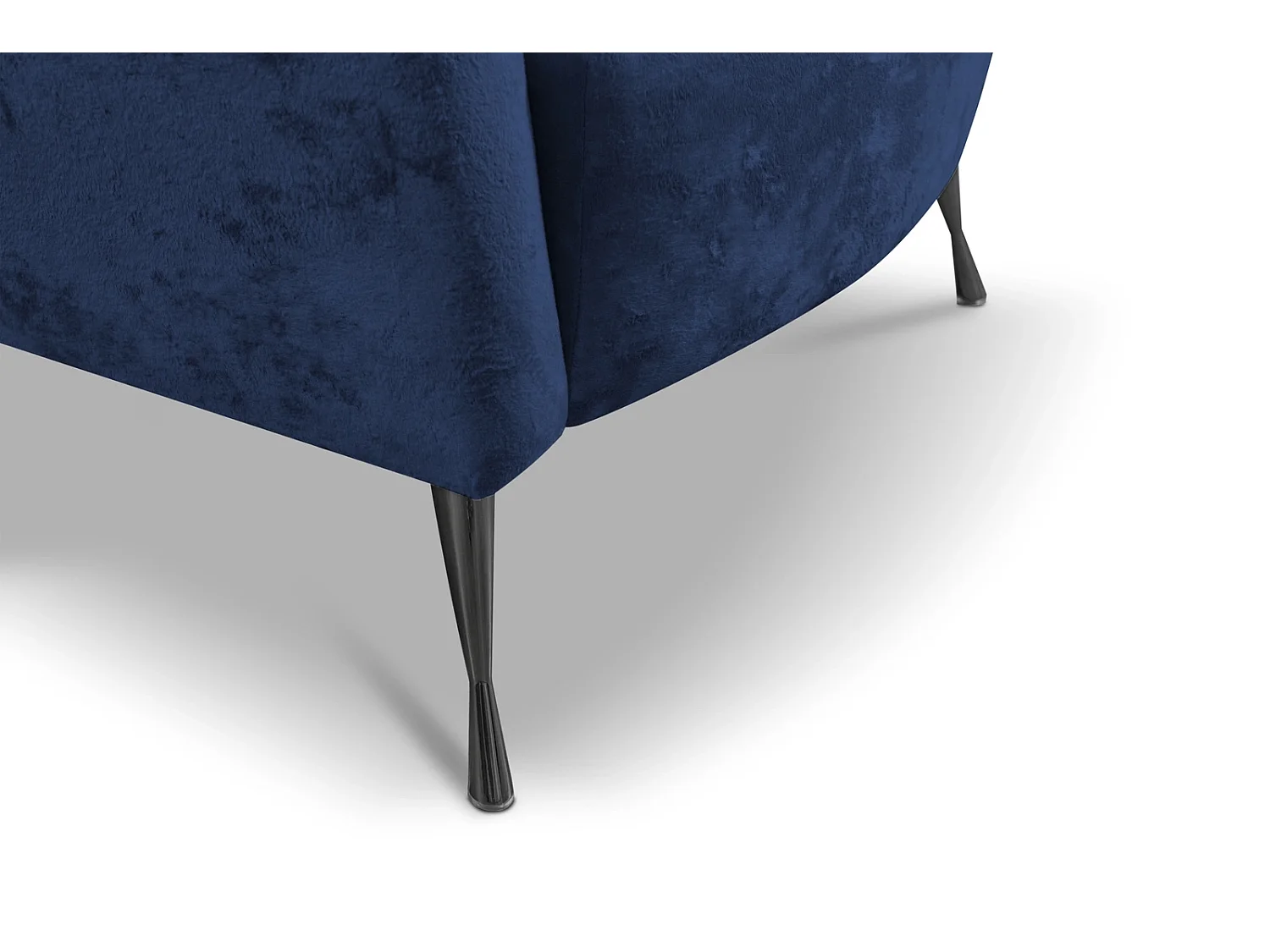 Fauteuil coquillage Adria - velours bleu marine pieds noirs