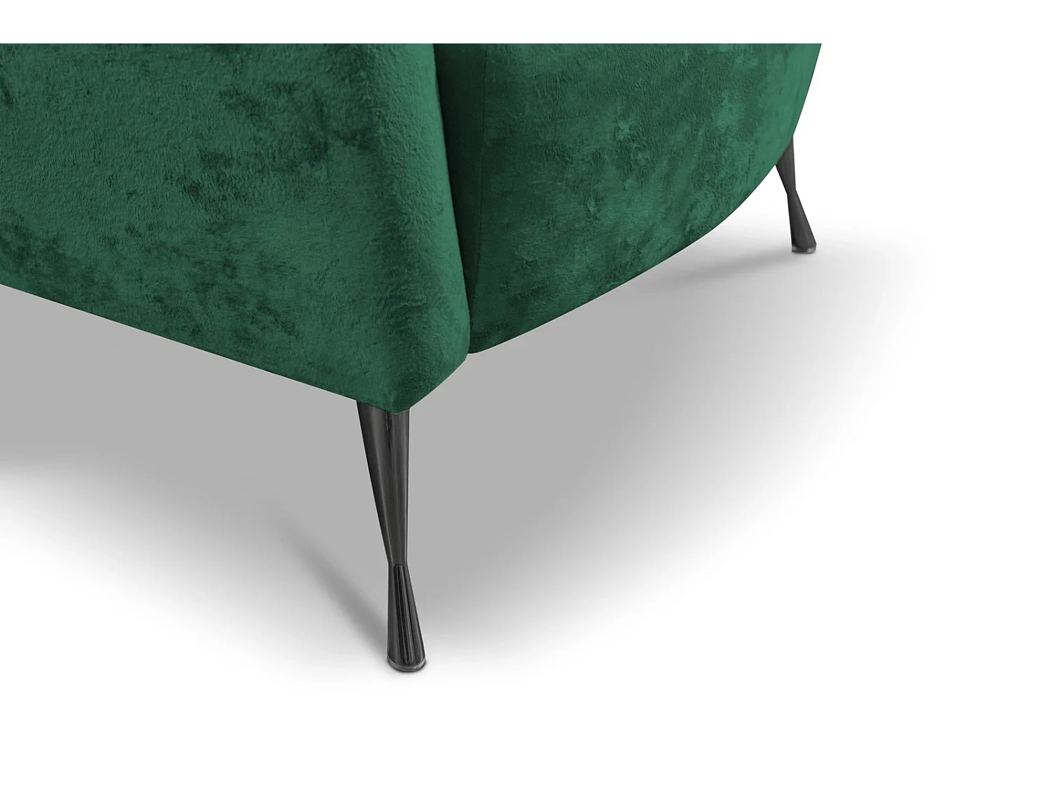 Fauteuil coquillage Adria - velours bleu marine pieds noirs