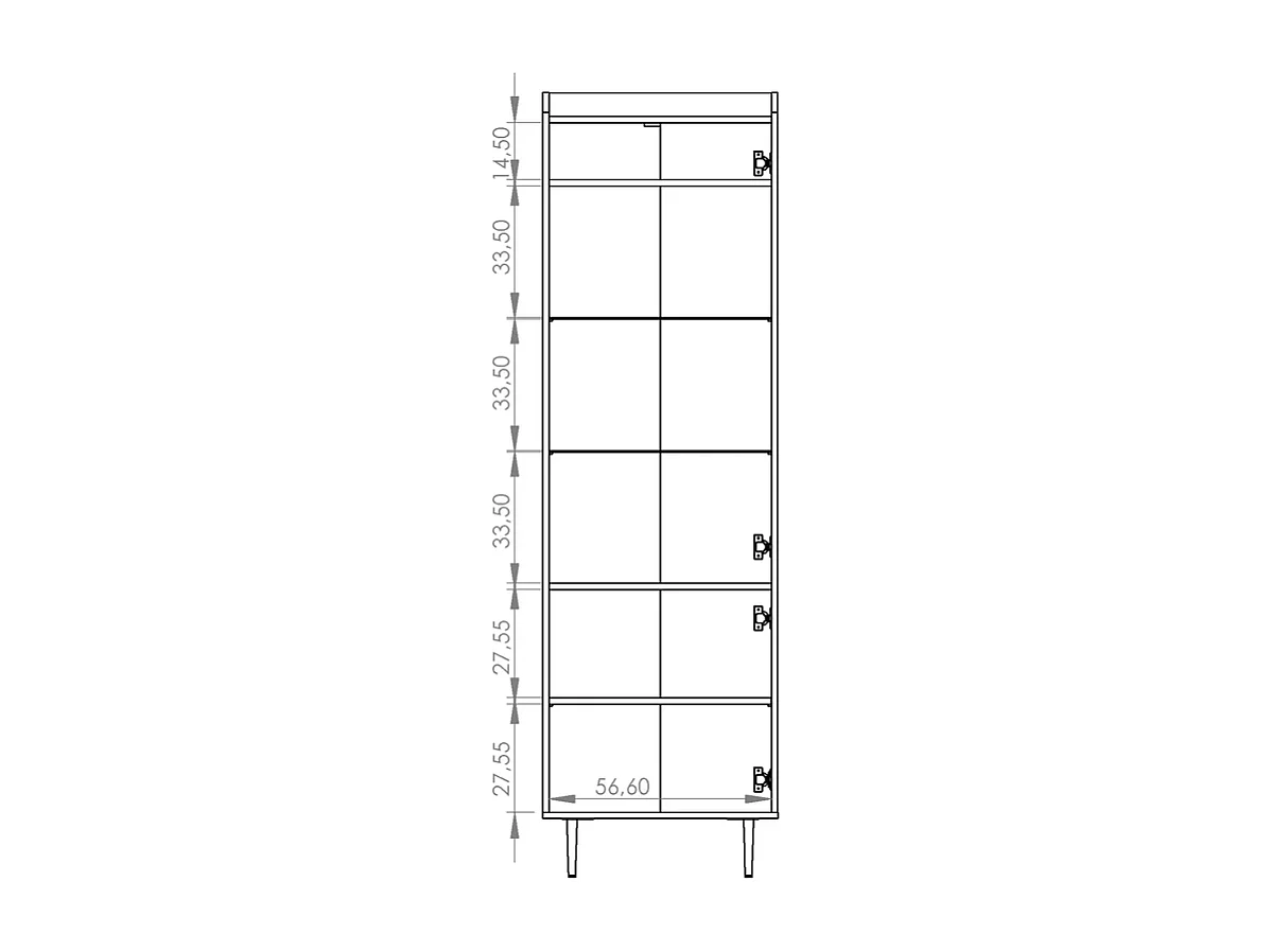 Hohe Vitrine Nero 60 cm - Brandy Castello Eiche Optik