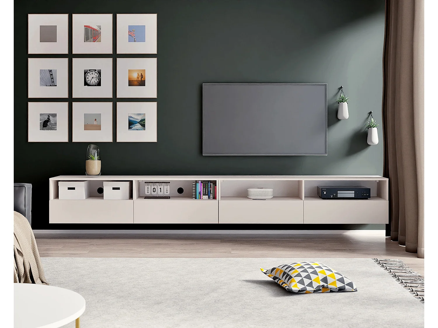 TV-Lowboard Tebris Dual 300 cm - Kaschmir (Set 2x150 cm)