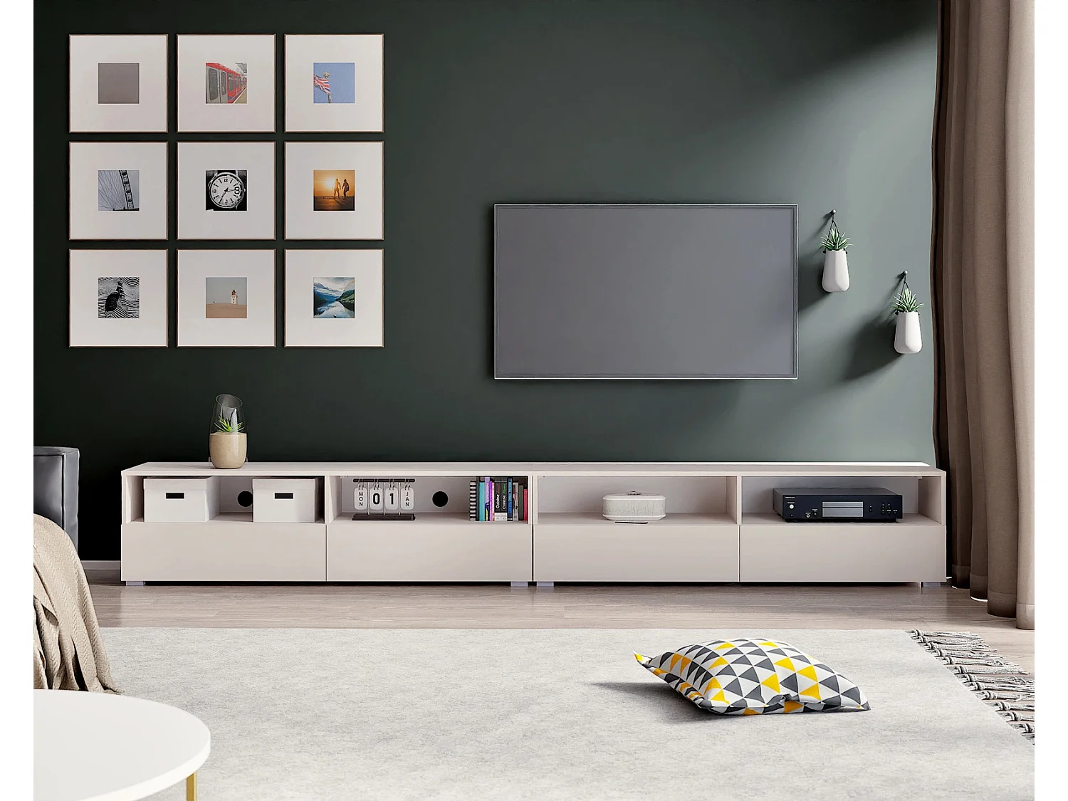 TV-Lowboard Tebris Dual 300 cm - Kaschmir (Set 2x150 cm)