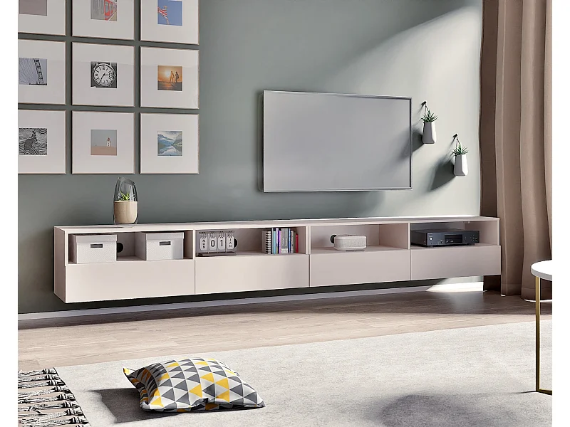 TV-Lowboard Tebris Dual 300 cm - Kaschmir (Set 2x150 cm)