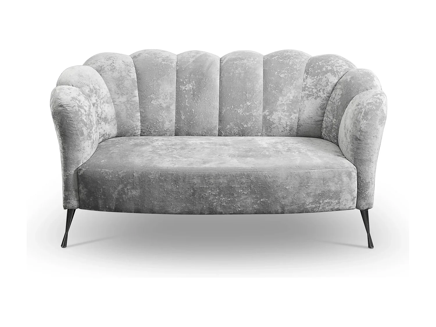 Canapé 2 places Adria - velours gris platine pieds noirs