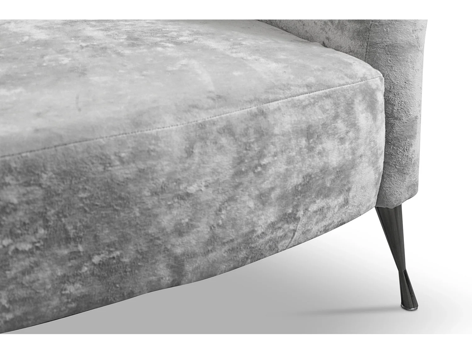 Canapé 2 places Adria - velours gris platine pieds noirs