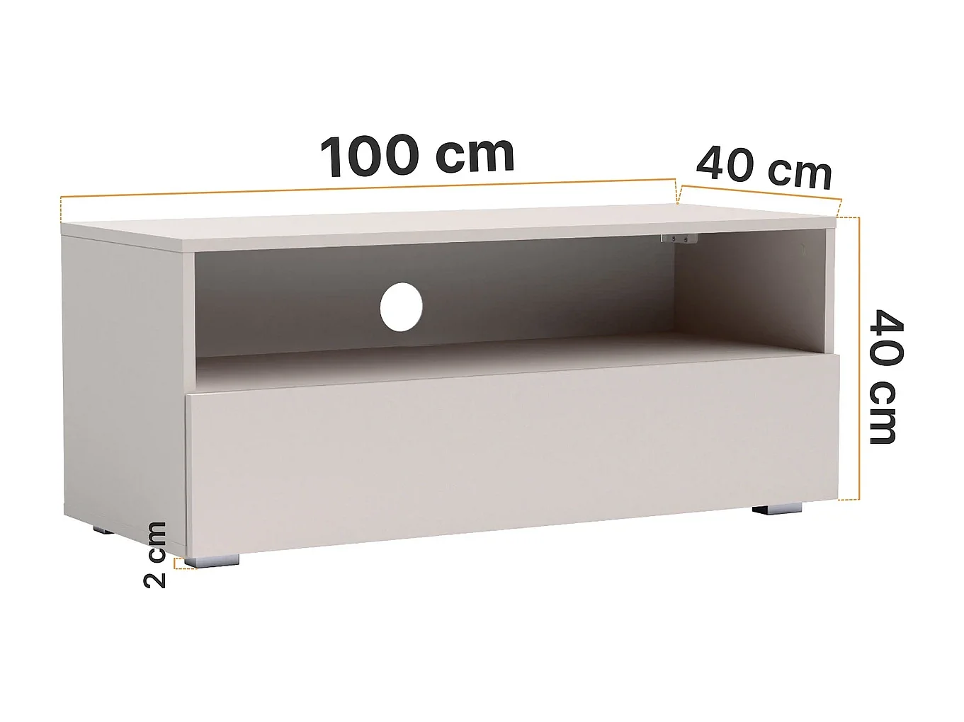 TV-Lowboard Tebris 100 cm - Kaschmir kompakt 2-in-1