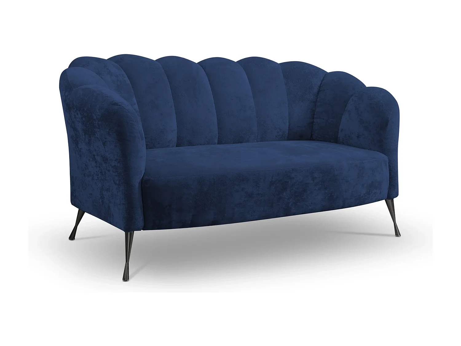 2-Sitzer Sofa Adria - samt marineblau schwarze füße