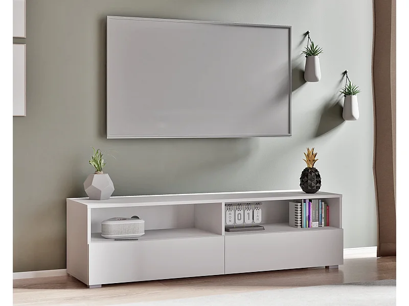 TV-meubel Tebris 150 cm - Mat Wit met Push to Open