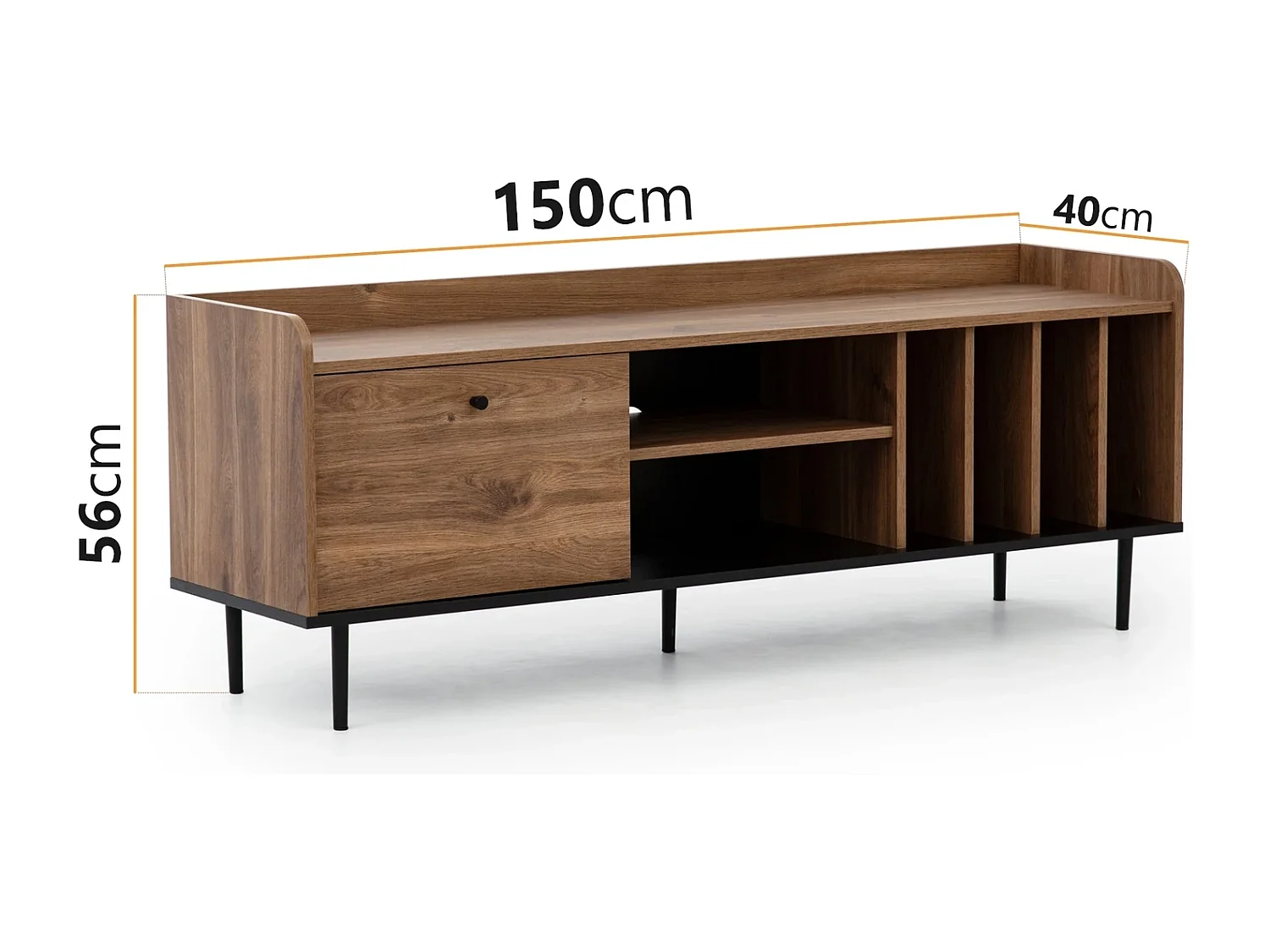 TV-Schrank Nero 150 cm - Fächer für Vinyls Brandy Castello