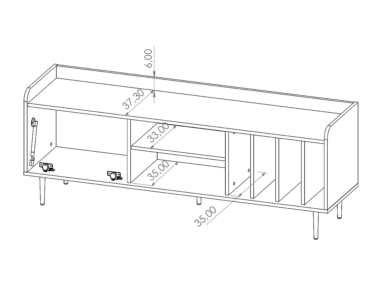TV-Schrank Nero 150 cm - Fächer für Vinyls Brandy Castello