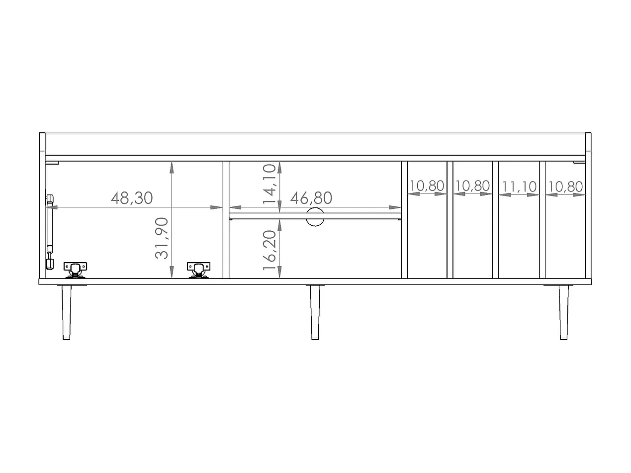 TV-Schrank Nero 150 cm - Fächer für Vinyls Brandy Castello