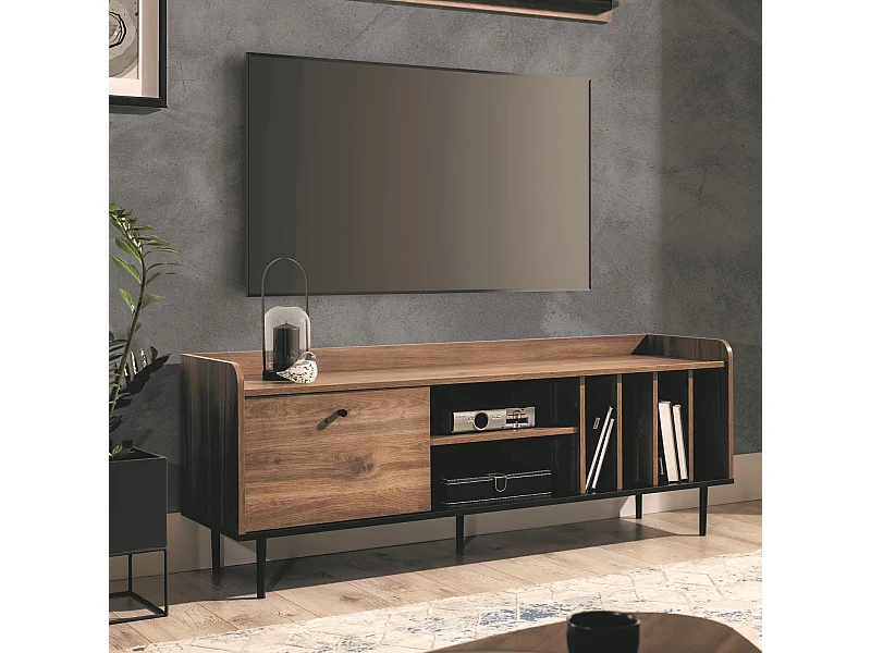 TV-Schrank Nero 150 cm - Fächer für Vinyls Brandy Castello