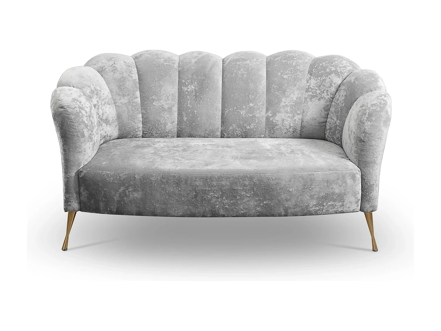 Canapé 2 places Adria - velours gris platine pieds dorés