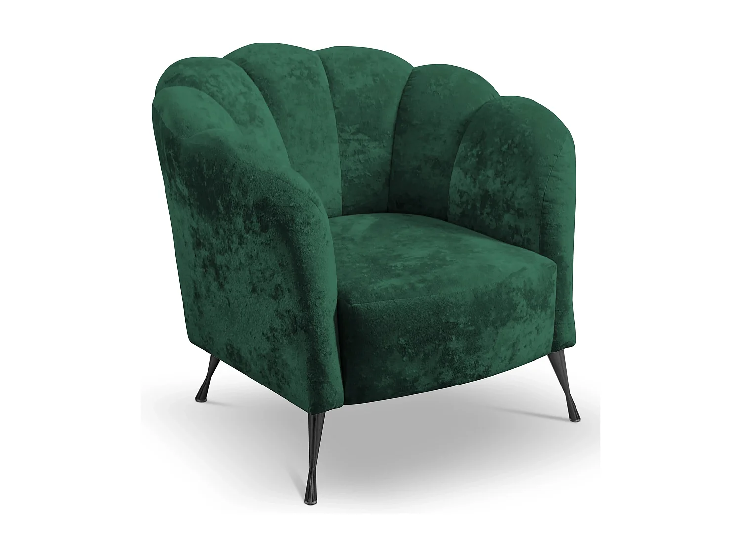 Muschelsessel Adria - samt malachitgrün schwarze füße