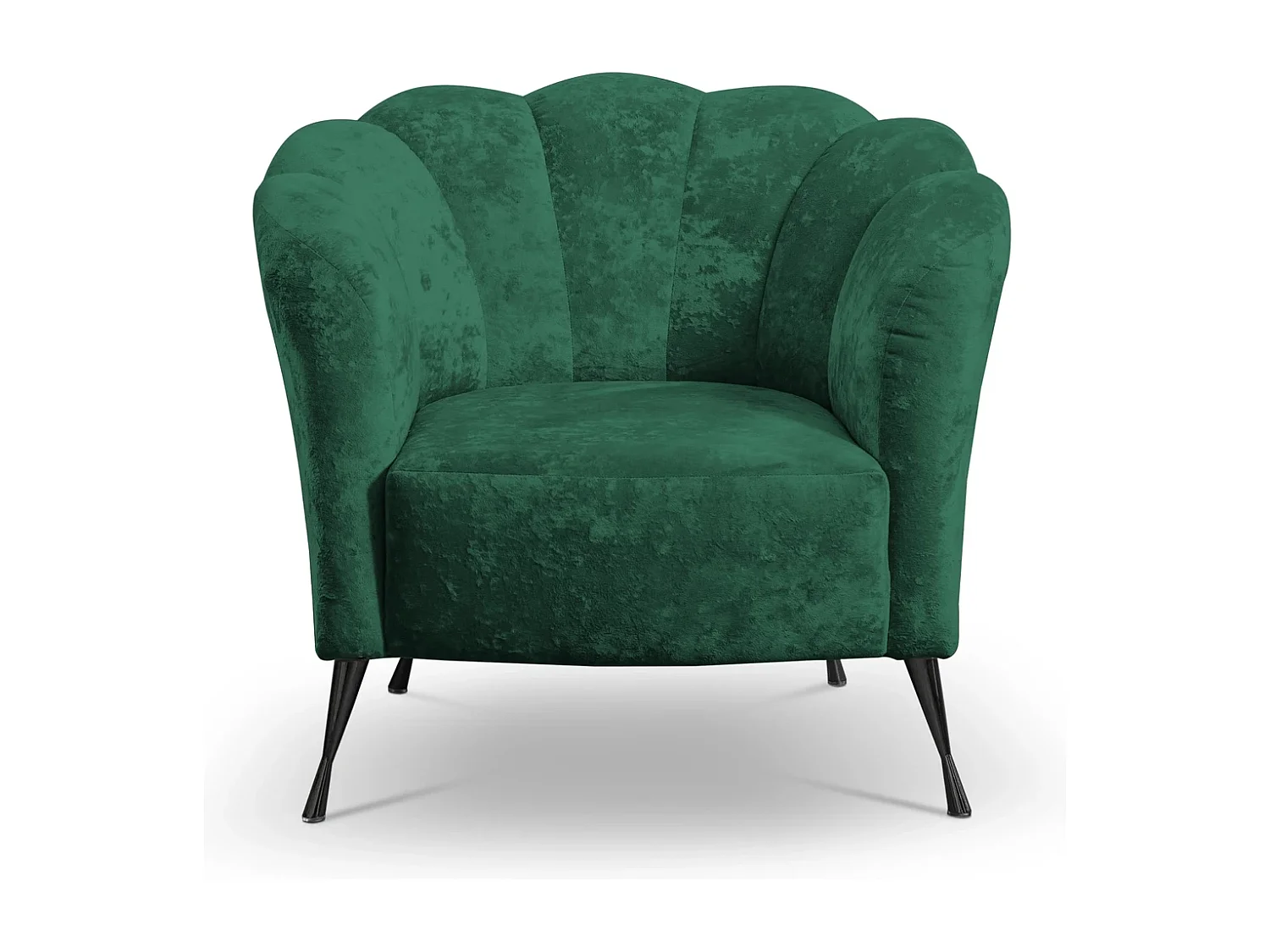 Muschelsessel Adria - samt malachitgrün schwarze füße