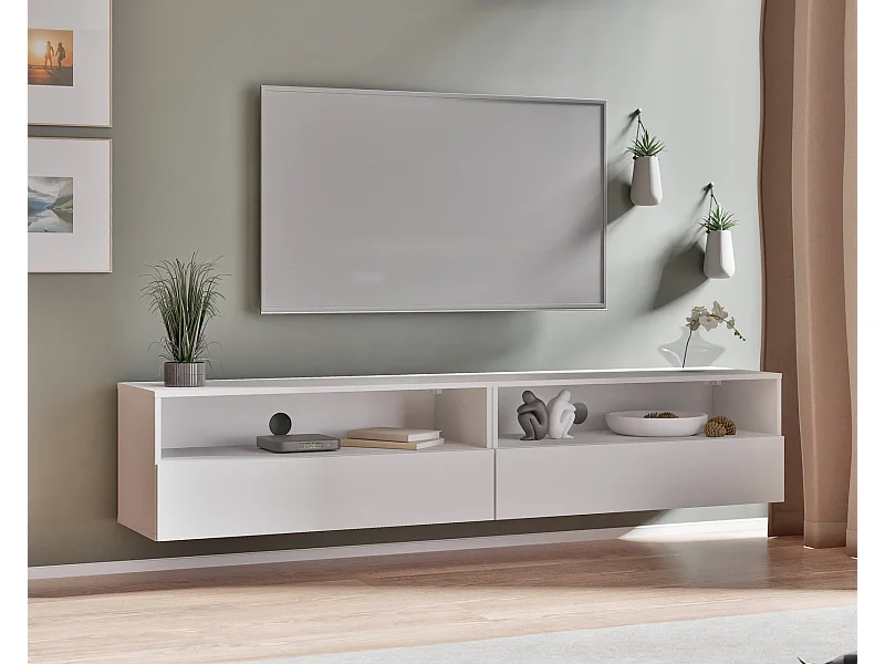 TV-meubel Tebris Dual 200 cm - Mat Wit (Set 2x100 cm)