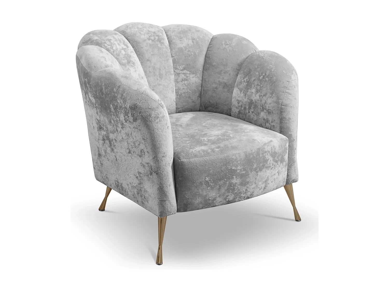 Muschelsessel Adria - samt platingrau goldene füße