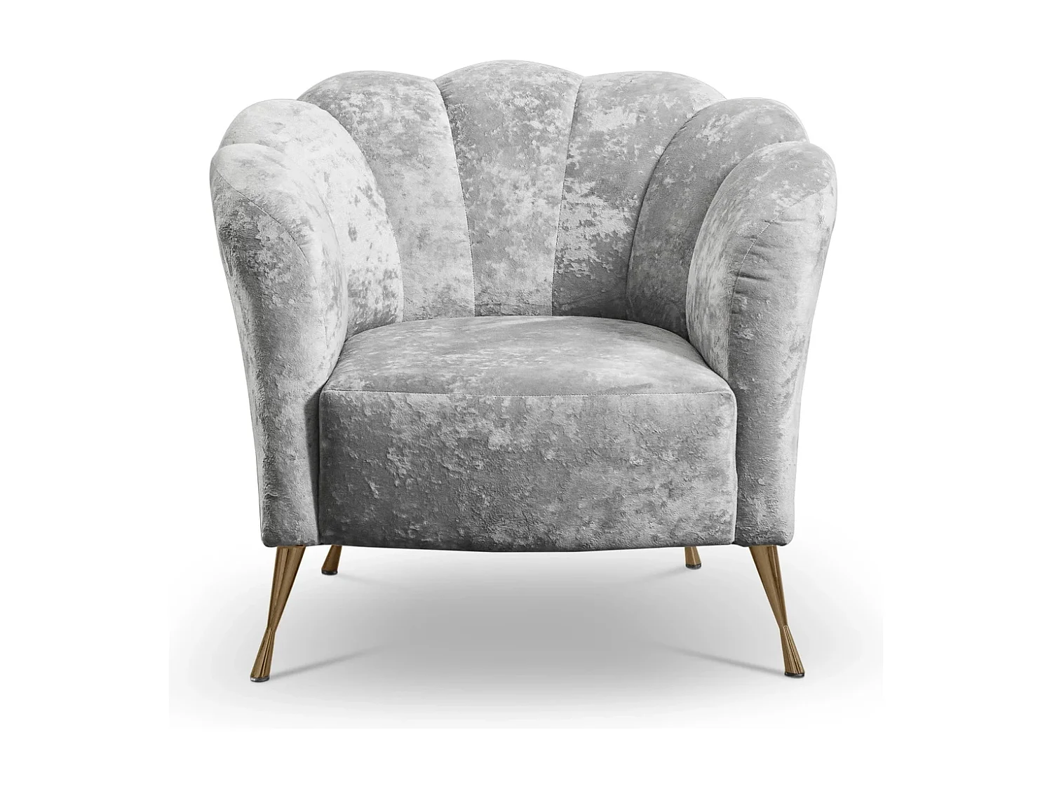 Muschelsessel Adria - samt platingrau goldene füße