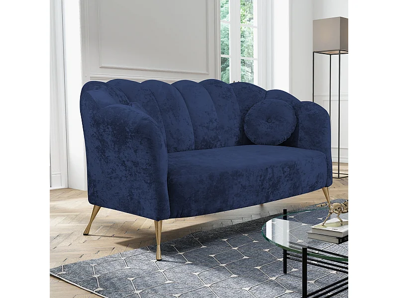 2-Sitzer Sofa Adria - samt marineblau goldene füße