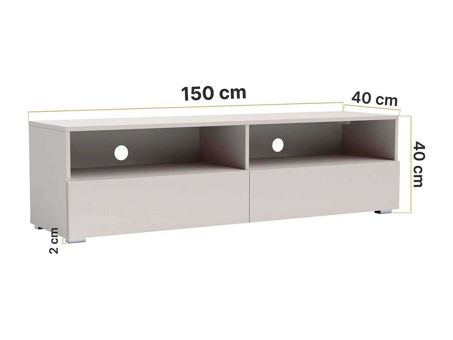 TV-Lowboard Tebris 150 cm - Kaschmir mit Push-to-Open