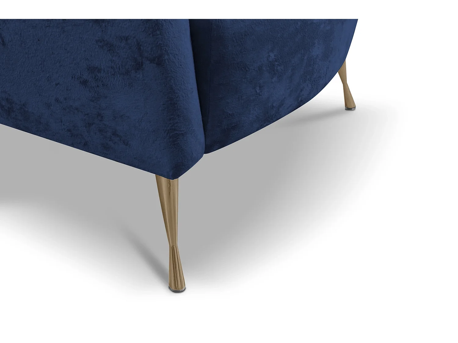 Fauteuil coquillage Adria - velours bleu marine pieds dorés