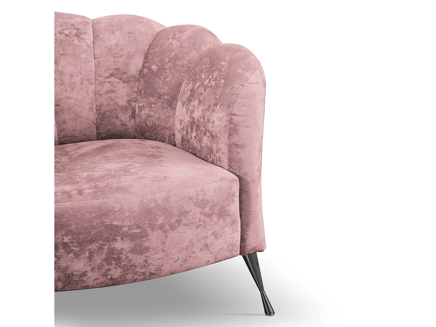 Fauteuil coquillage Adria - velours vieux rose pieds noirs