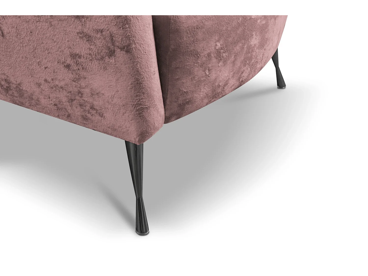 Fauteuil coquillage Adria - velours vieux rose pieds noirs