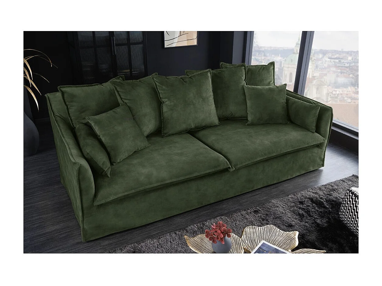 Canapé KALIA droit – Velours vert foncé – 3 places – Style contemporain