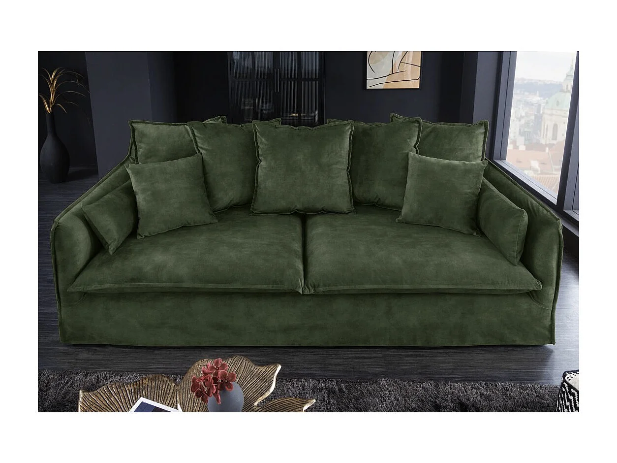 Canapé KALIA droit – Velours vert foncé – 3 places – Style contemporain