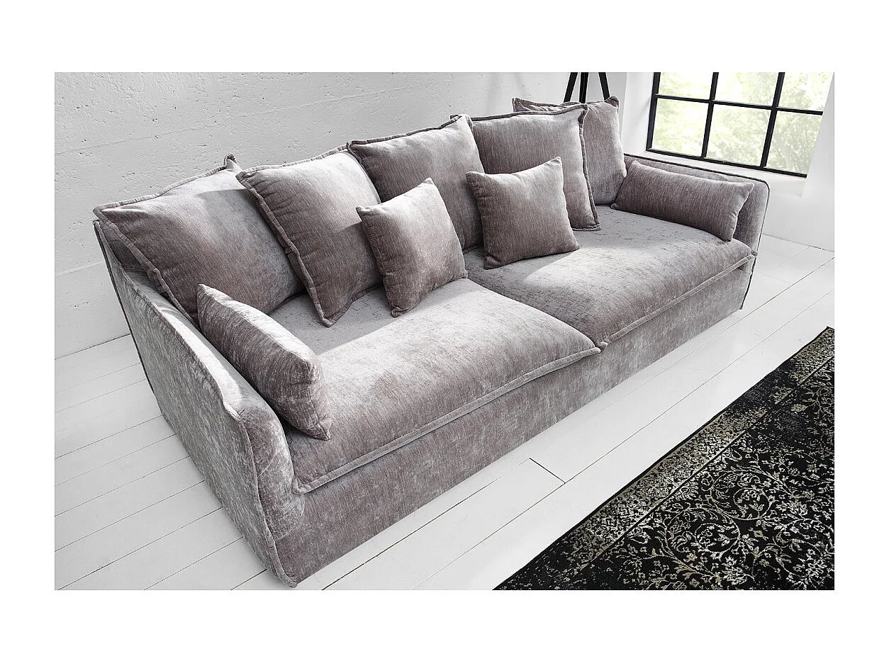 Canapé KALIA droit – Velours gris taupe – 3 places – Style contemporain