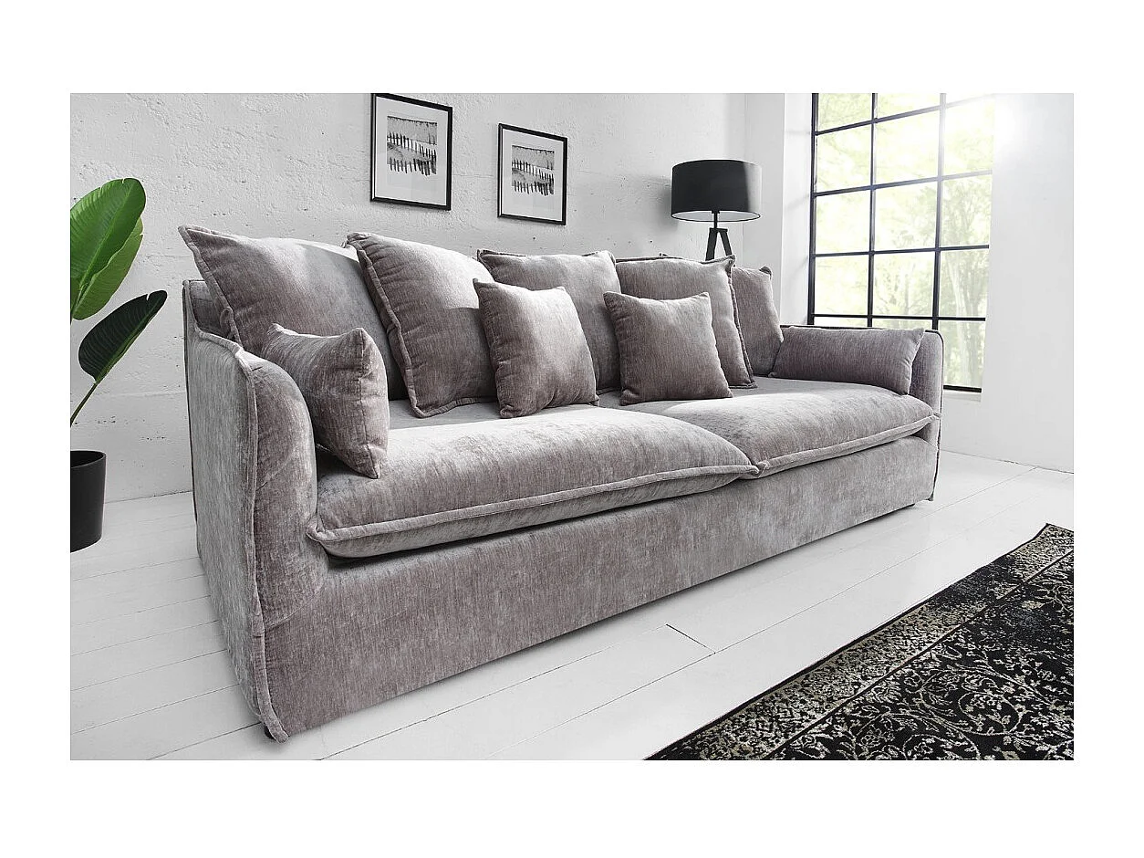 Canapé KALIA droit – Velours gris taupe – 3 places – Style contemporain