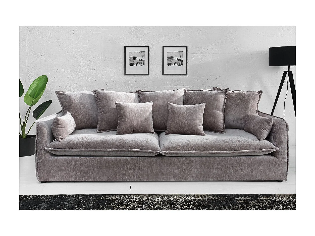 Canapé KALIA droit – Velours gris taupe – 3 places – Style contemporain