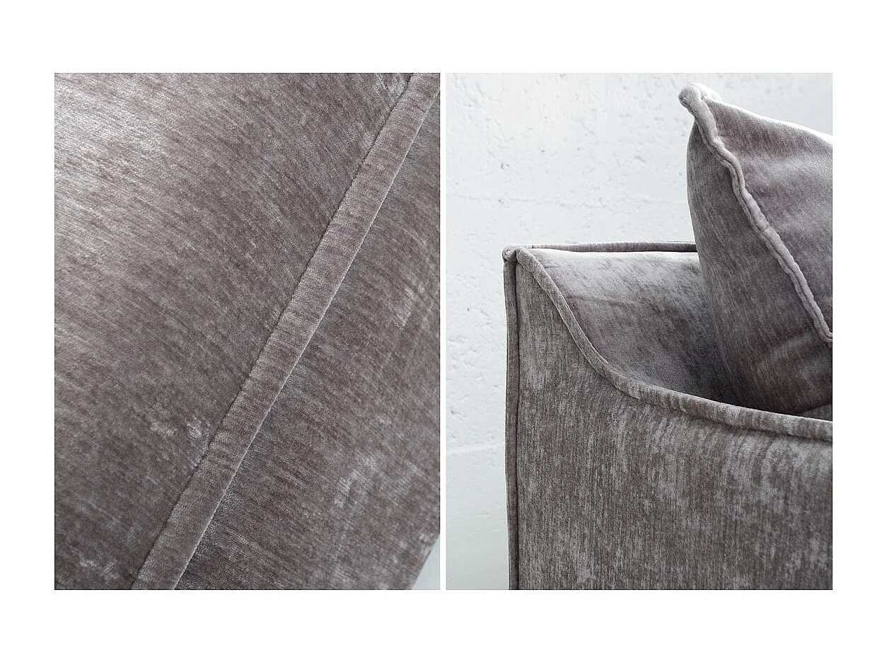 Canapé KALIA droit – Velours gris taupe – 3 places – Style contemporain