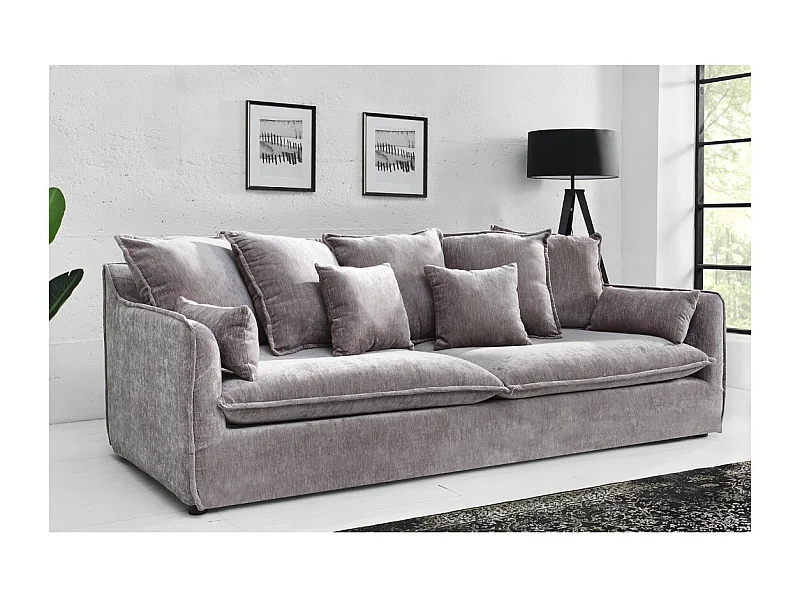 Canapé KALIA droit – Velours gris taupe – 3 places – Style contemporain