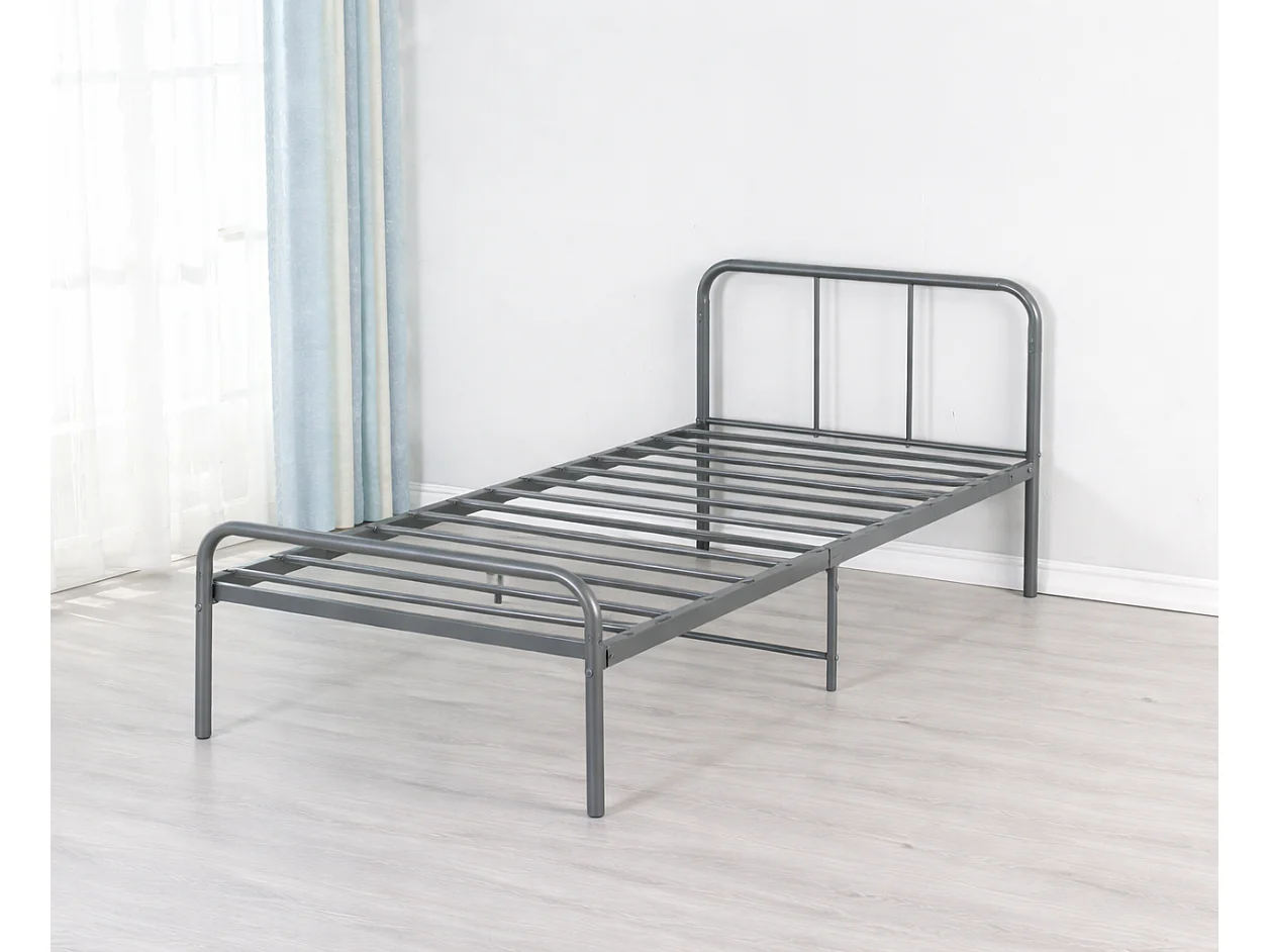 Cadre de Lit Metal 160x200 - Moderne - Confort Optimal - Design Élégant - Couleur Noir - Adulte ou Enfant - Sommier Solide - LIT MURIEL GRIS