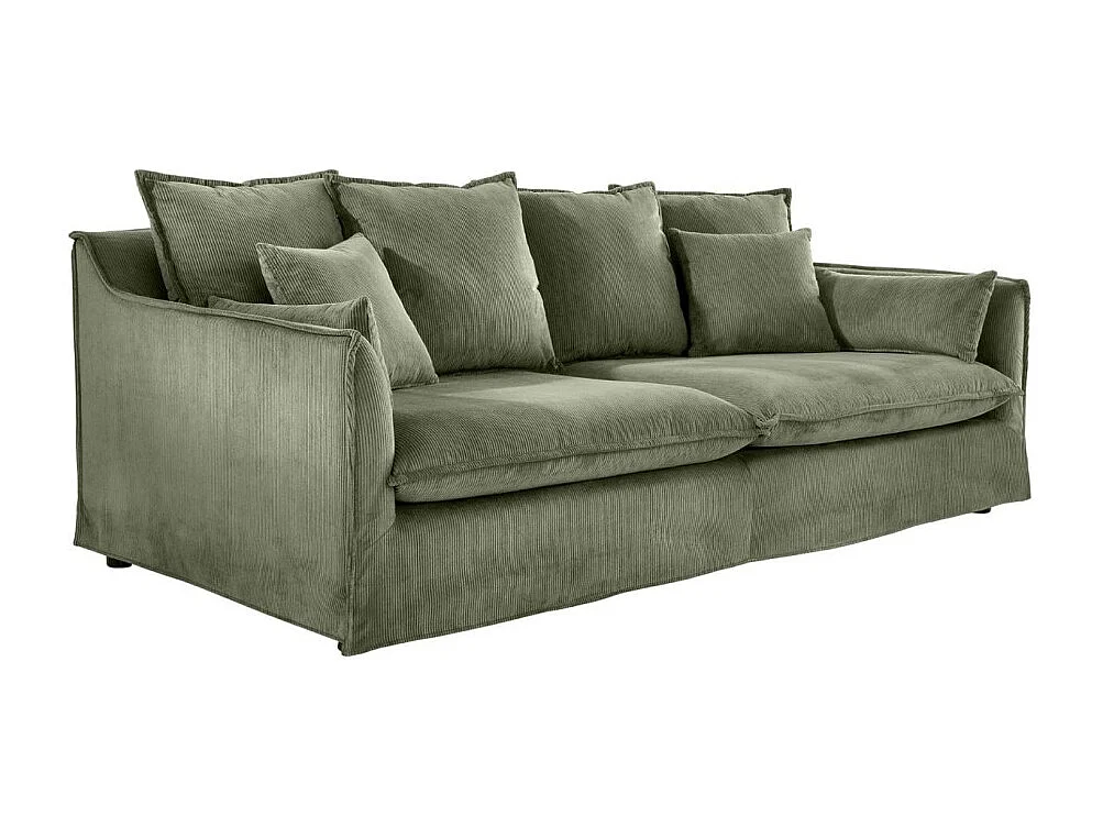 Canapé droit KALIA – Tissu côtelé vert foncé – 3 places – Style contemporain