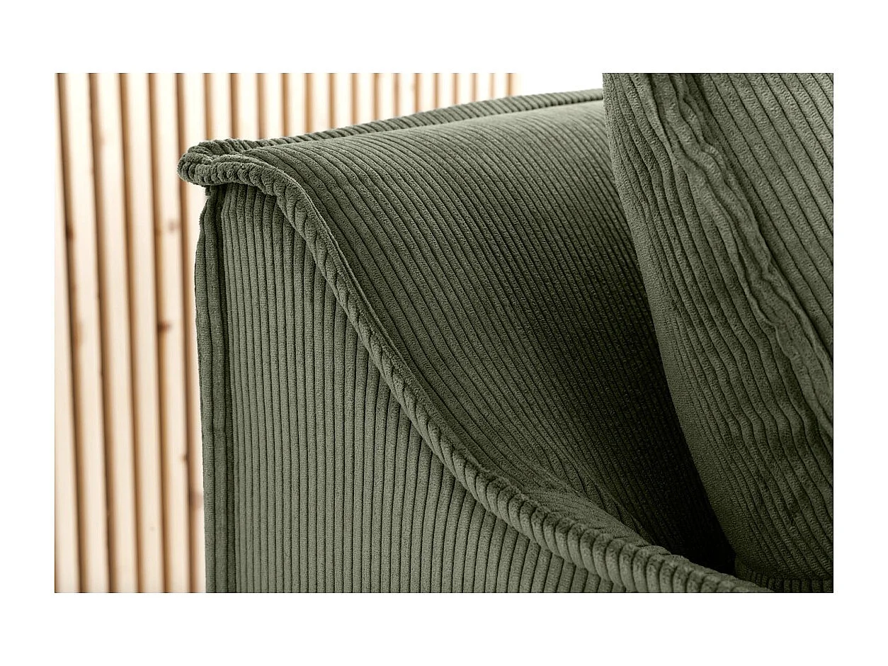 Canapé droit KALIA – Tissu côtelé vert foncé – 3 places – Style contemporain