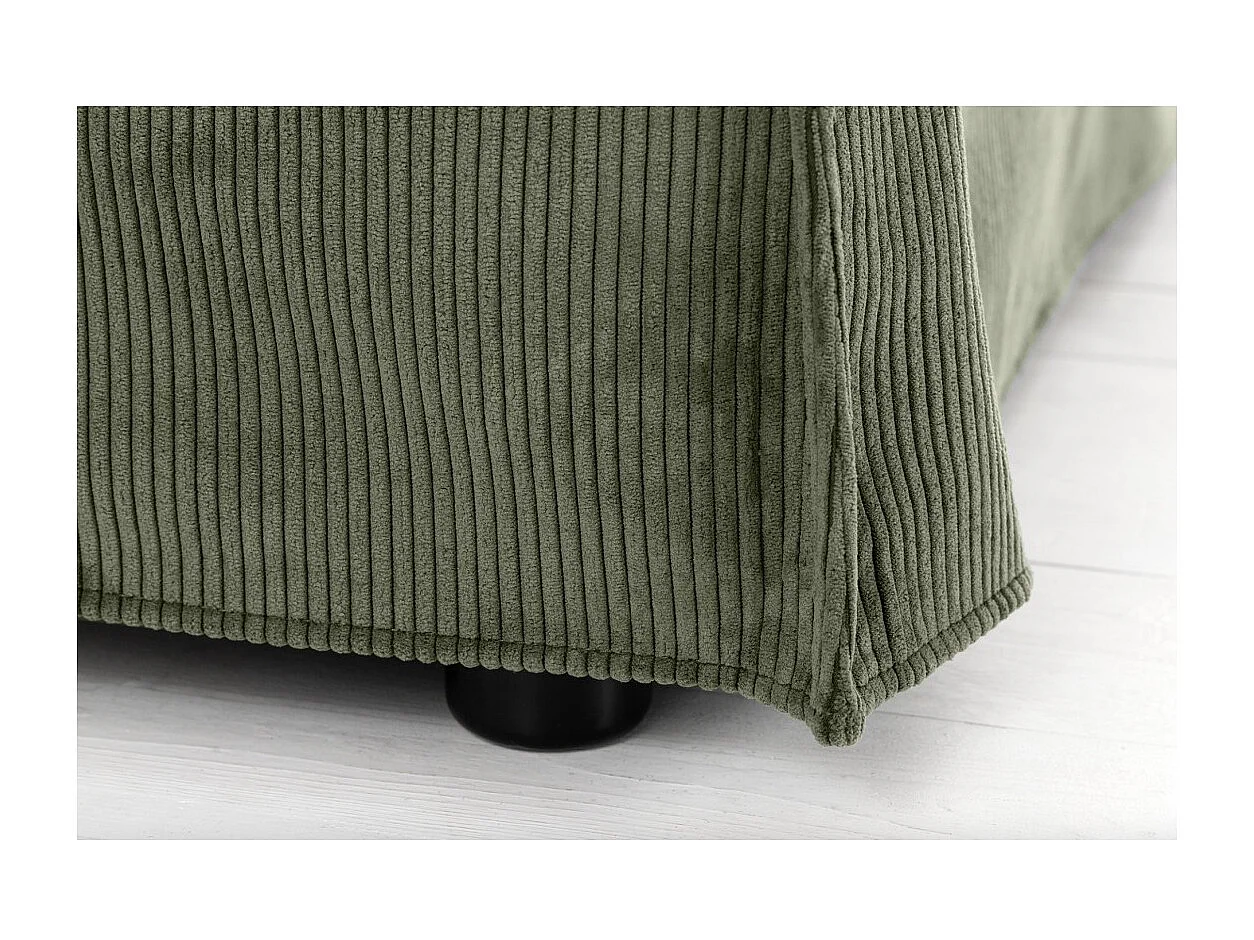 Canapé droit KALIA – Tissu côtelé vert foncé – 3 places – Style contemporain