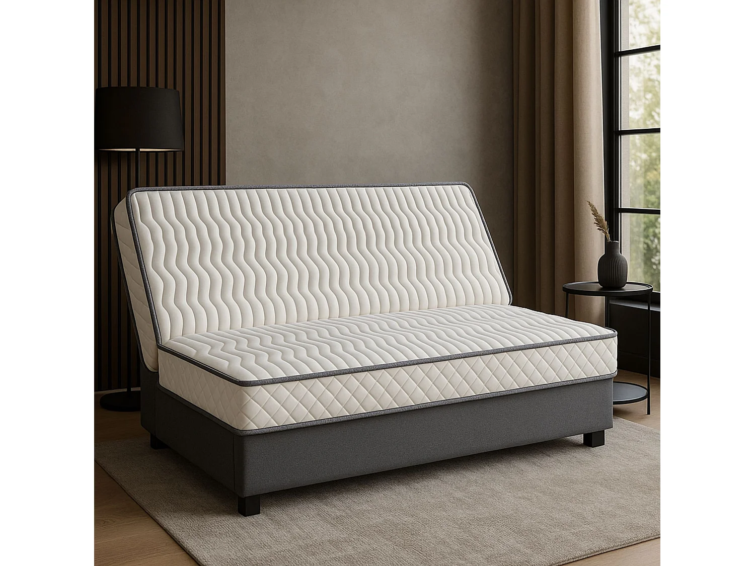 Matelas Clic Clac 140x190 contact Latex  de densité 80 Kg/m3 et Mousse rembourrage  100 % polesther - âme 100 % polyuréthane poli lattex Indéformable Tissu Stre