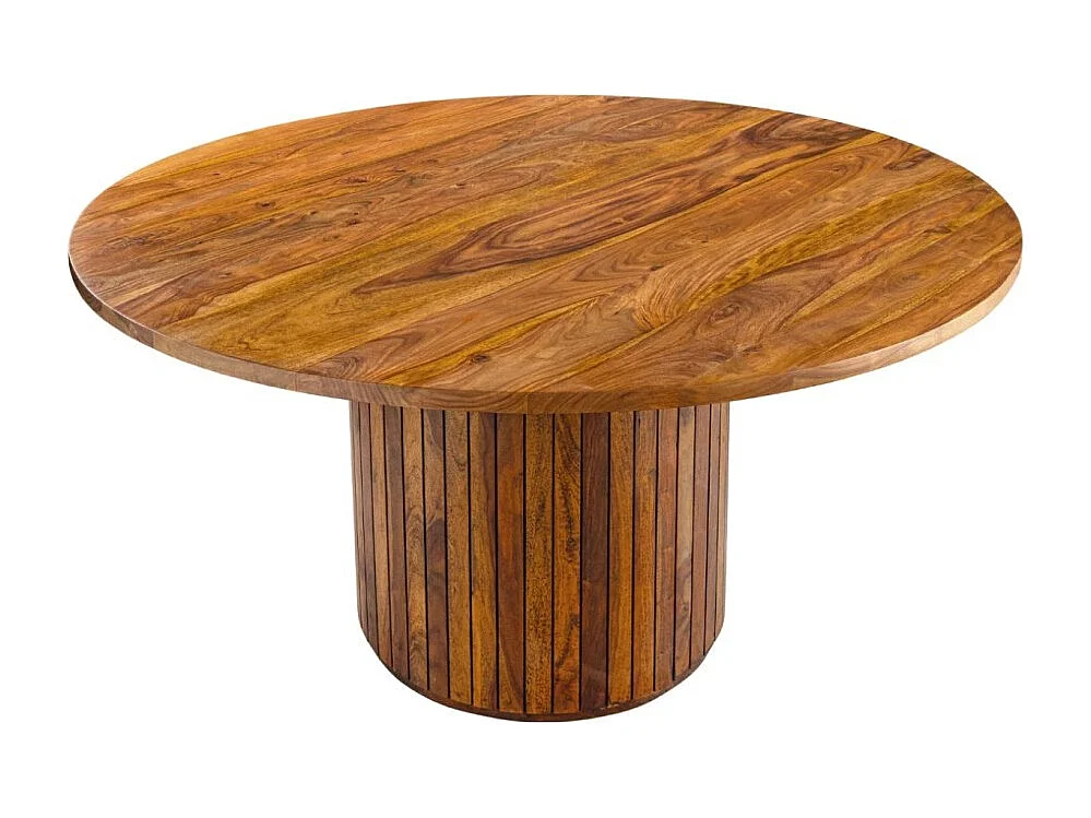Table de salle à manger YONA ronde 140 cm – Table rustique en bois massif de sheesham