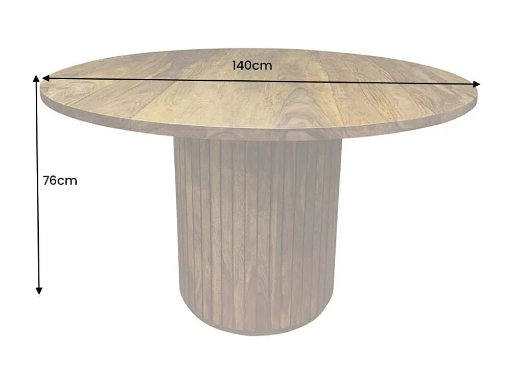 Table de salle à manger YONA ronde 140 cm – Table rustique en bois massif de sheesham