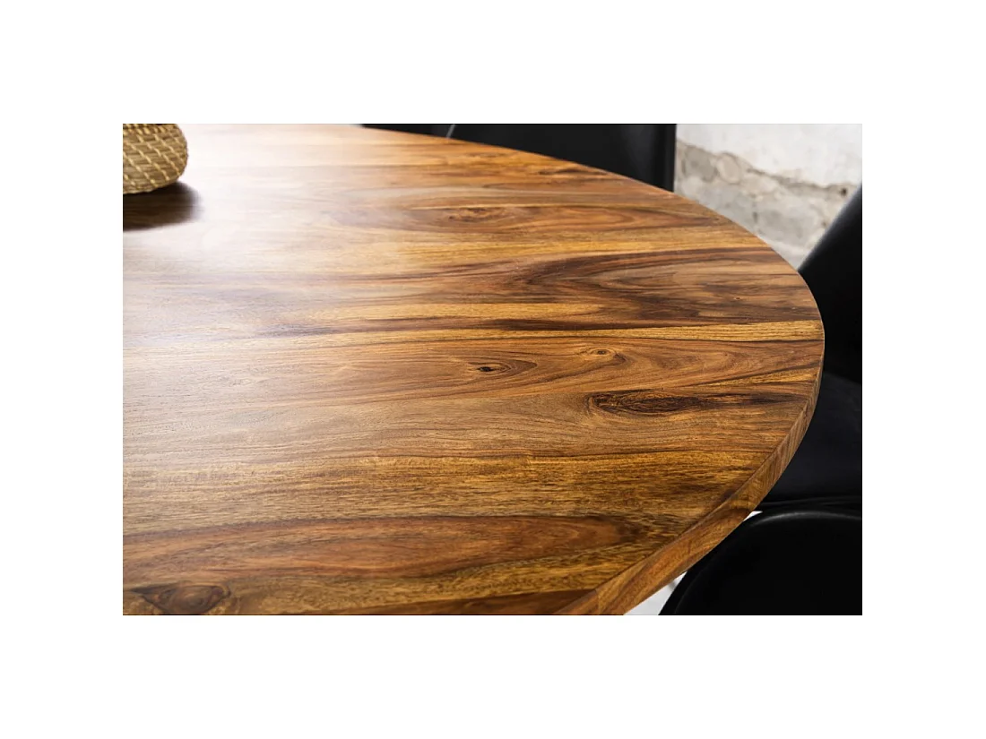 Mesa de comedor YONA redonda de 140 cm - Mesa rústica de madera maciza de sheesham