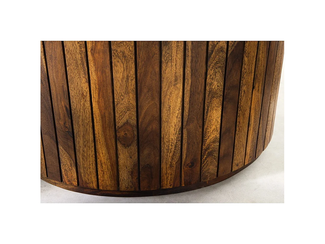 Mesa de comedor YONA redonda de 140 cm - Mesa rústica de madera maciza de sheesham
