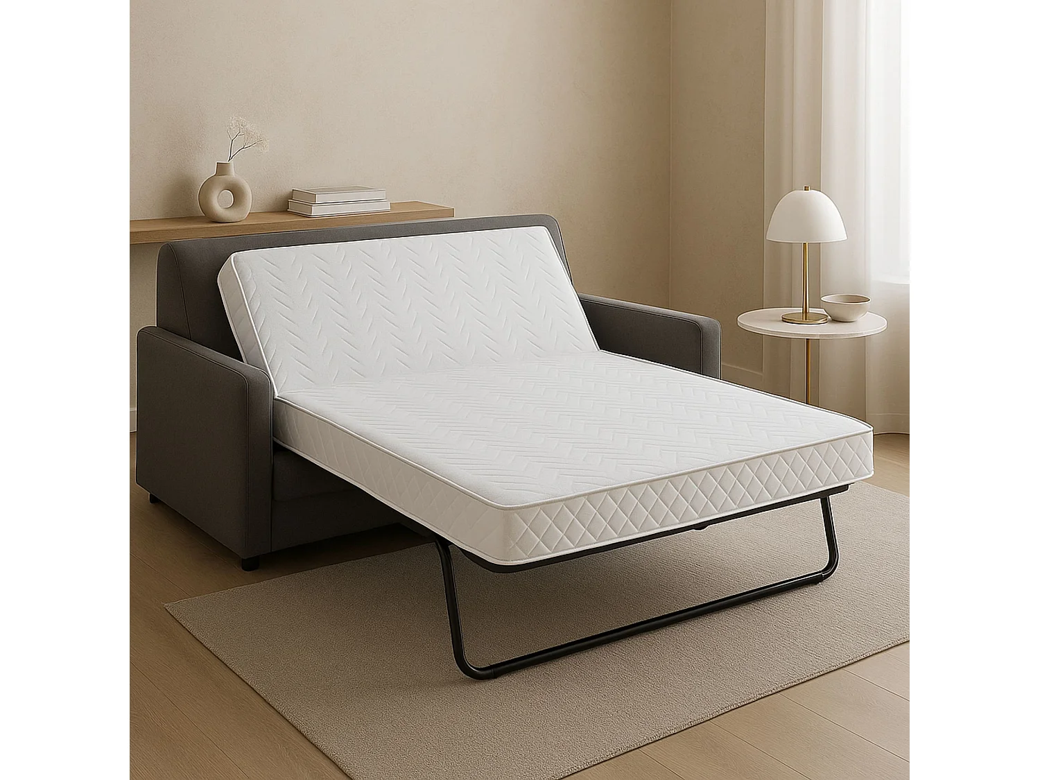 Matelas Très Ferme Pour tous BZ 15 cm avec contact Mémoire de Forme sur Face Hiver - Déhoussable Housse Lavable - Découpe Assise 60 cm - 5 zones de Confort - Fa
