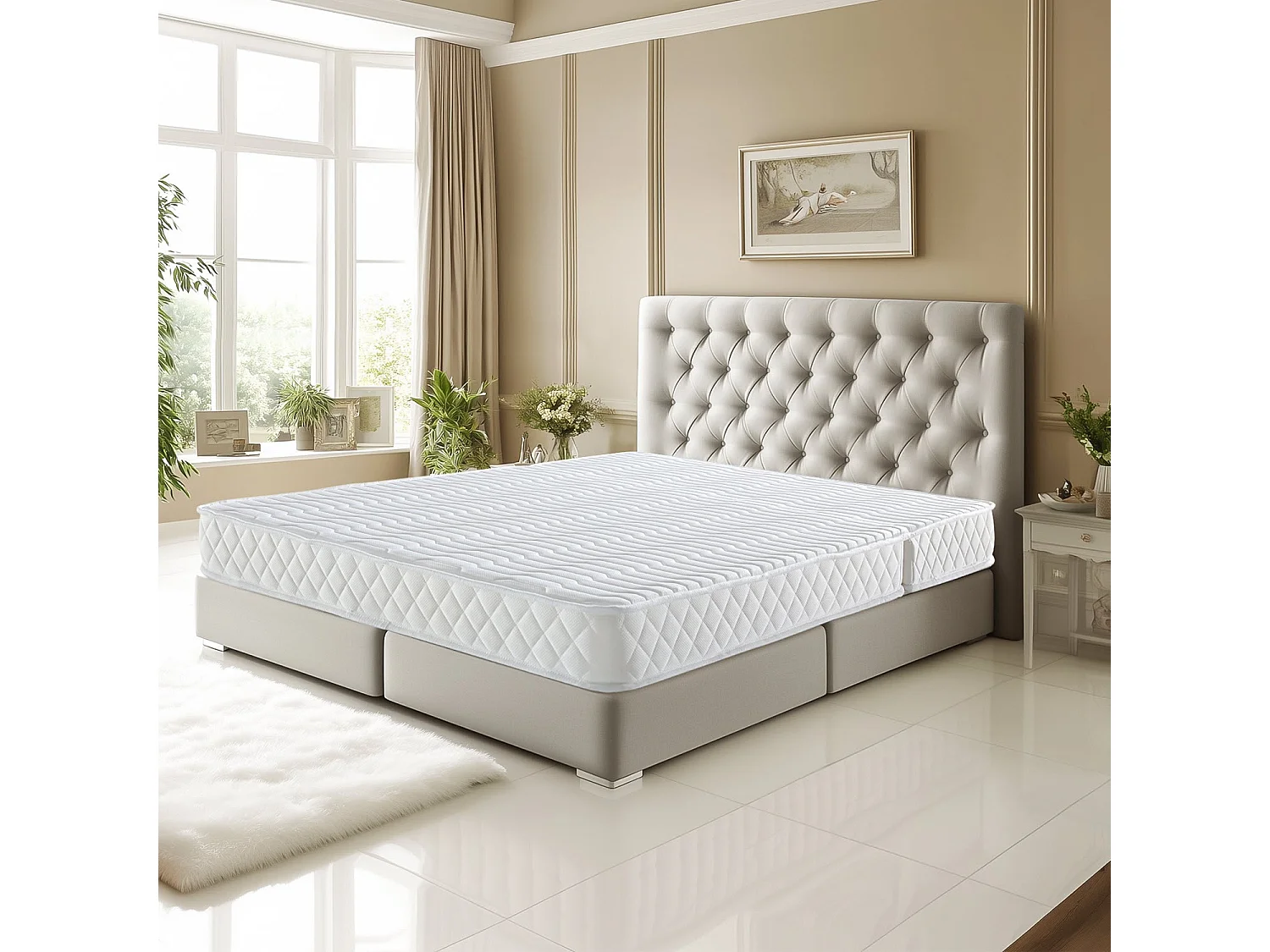 Matelas Très Ferme Pour tous BZ 15 cm avec contact Mémoire de Forme sur Face Hiver - Déhoussable Housse Lavable - Découpe Assise 60 cm - 5 zones de Confort - Fa