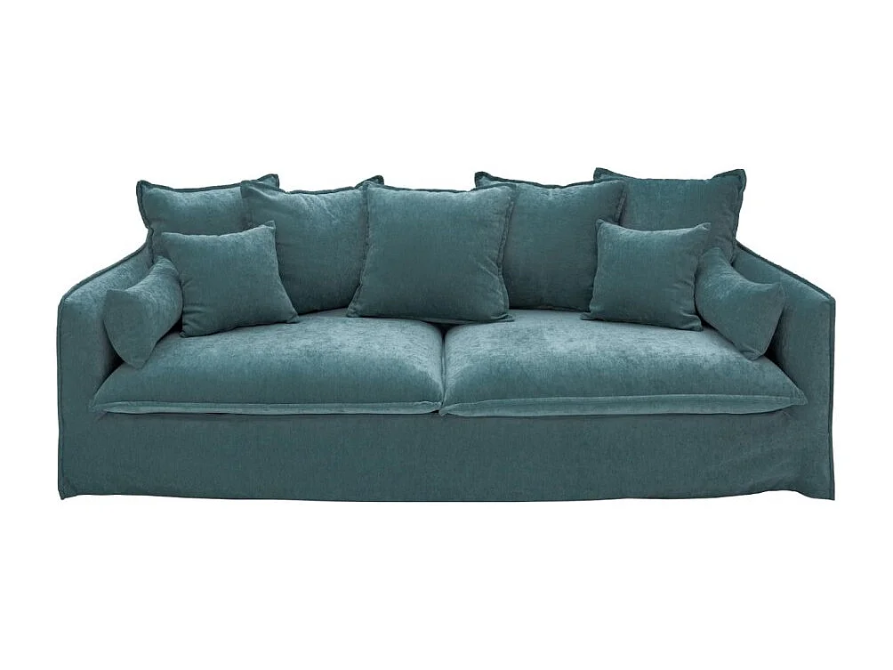 Canapé KALIA droit – Velours bleu canard – 3 places – Design contemporain